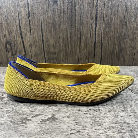 Rothy’s The Point Authentic Ballet Flats Marigold Yellow Knit Flats Size 8.5 - Picture 4 of 9
